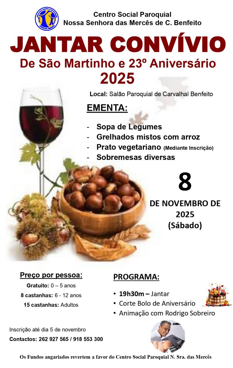 Jantar de São Martinho e comemoração do 23º aniversário